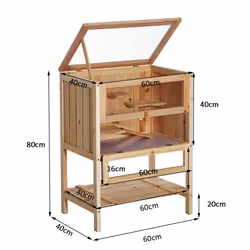 PawHut Wooden Hamster House | Large Wooden Hamster Cage - Additional view 4