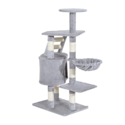 Pawhut Cat Tree Kitten Scratching Post Play House Pet Furniture - Grey