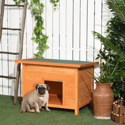 Pawhut 82cm Elevated Dog Kennel Wooden Pet House Outdoor with Open Top