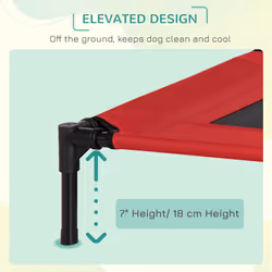 Pawhut Pet Raised Bed Elevated Cool Cot Home Camping Basket Breathable M Red