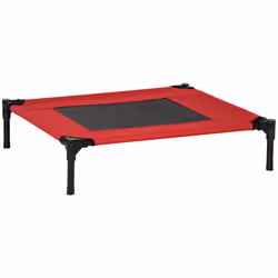 Pawhut Pet Raised Bed Elevated Cool Cot Home Camping Basket Breathable M Red - Additional view 8