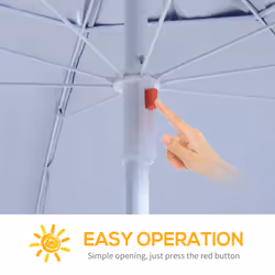 Outsunny 2m Beach Umbrella Sun Shelter 2 in 1 Umbrella UV Protection Steel Blue