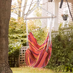 Outsunny Garden Hammock Chair Yard Hanging Rope Cotton Cloth w/ ropes Red