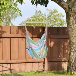 Outsunny Garden Hammock Chair Yard Hanging Rope Cotton Cloth w/ ropes Green