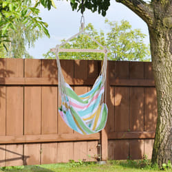 Outsunny Garden Hammock Chair Yard Hanging Rope Cotton Cloth w/ ropes Green