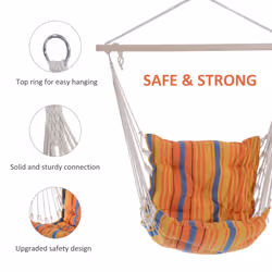 Outsunny Outdoor Hammock Cushioned Chair Patio Swing Seat Cotton Orange Yard