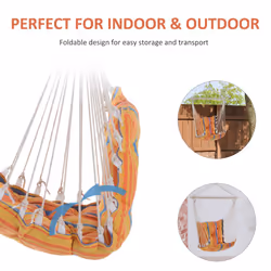 Outsunny Outdoor Hammock Cushioned Chair Patio Swing Seat Cotton Orange Yard - Additional view 4