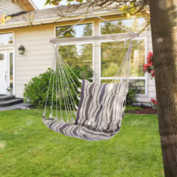 Outsunny Outdoor Hammock Cushioned Chair Patio Swing Seat Wooden Brown Garden