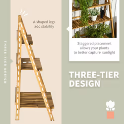 Outsunny Wooden Flower Pot Rack Holder Fold Storage Shelf Stand Vegetable