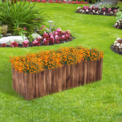 Outsunny Raised Flower Bed Wooden Rectangualr Planter Container Wood