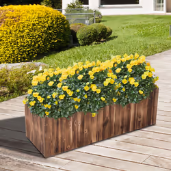 Outsunny Raised Flower Bed Wooden Rectangualr Planter Container Wood