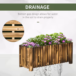 Outsunny Raised Flower Bed Wooden Rectangualr Planter Container Box Wood 4 Feet