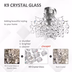HOMCOM Modern K9 Crystal Ceiling Lighting Chandelier Light Lamp