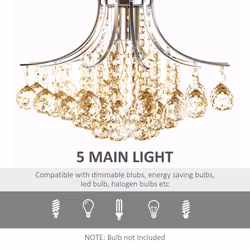 HOMCOM Modern K9 Crystal Ceiling Lighting Chandelier Light Lamp - Additional view 4