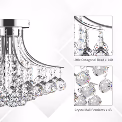 HOMCOM Modern K9 Crystal Ceiling Lighting Chandelier Light Lamp - Additional view 5