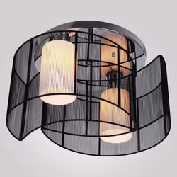 HOMCOM Flush Mount Ceiling Light w/ Wire Drawing Lampshade Chrome Finish Black