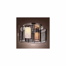 HOMCOM Flush Mount Ceiling Light w/ Wire Drawing Lampshade Chrome Finish Black - Additional view 5