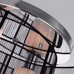 HOMCOM Flush Mount Ceiling Light w/ Wire Drawing Lampshade Chrome Finish Black - Additional view 7