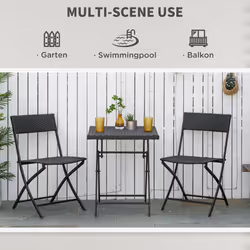 Outsunny 3PC Bistro Set Rattan Furniture Garden Folding Chair Table Brown