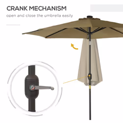 Outsunny 24 LED Solar Powered Parasol Umbrella Garden Tilt Outdoor String Light