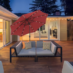 Outsunny 24 LED Solar Powered Parasol Umbrella Garden Tilt Outdoor String Light