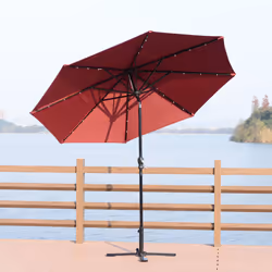 Outsunny 24 LED Solar Powered Parasol Umbrella Garden Tilt Outdoor String Light