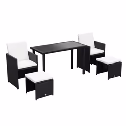 5pc Outsunny Rattan Dining Set For Two | Outdoor Dining Set