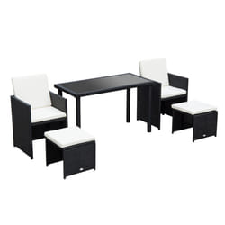 5pc Outsunny Rattan Dining Set For Two | Outdoor Dining Set
