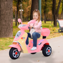 HOMCOM Electric Ride on Toy Car Kids Motorbike Children Battery Tricycle Pink