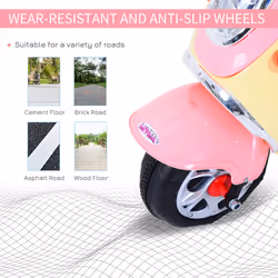 HOMCOM Electric Ride on Toy Car Kids Motorbike Children Battery Tricycle Pink - Additional view 4