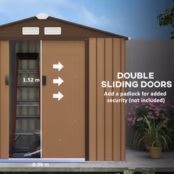 Outsunny 7 x 4ft Garden Shed Storage w/ Foundation Kit, Vents, Light Brown