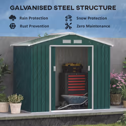 Outsunny 7 x 4ft Garden Shed Storage with Foundation Kit and Vents, Green