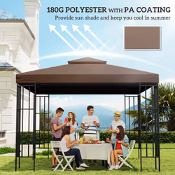 Outsunny 3(m) 2 Tier Garden Gazebo Top Cover Replacement Canopy Roof Coffee