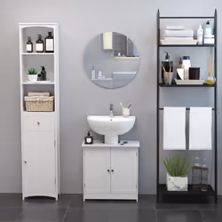 HOMCOM Basin Sink Vanity Cabinet Toilet Bathroom Shelf Door Storage Wooden