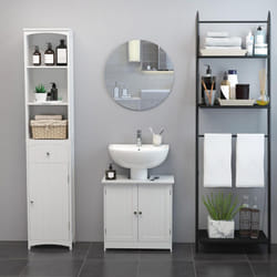 HOMCOM Basin Sink Vanity Cabinet Toilet Bathroom Shelf Door Storage Wooden