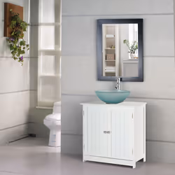 HOMCOM Basin Sink Vanity Cabinet Toilet Bathroom Shelf Door Storage Wooden - Additional view 5