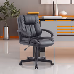 HOMCOM Swivel Executive Office Chair Mid Back PU Leather Chair w/ Arm, Brown