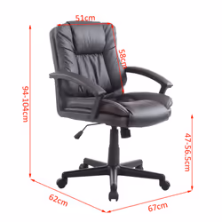 HOMCOM Swivel Executive Office Chair Mid Back PU Leather Chair w/ Arm, Brown - Additional view 7