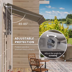 Outsunny 2.5m x 2m Garden Patio Manual Awning Canopy w/ Winding Handle Khaki