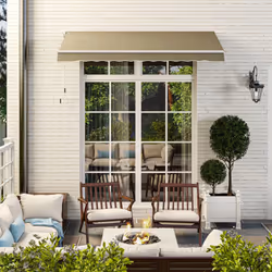 Outsunny 2.5m x 2m Garden Patio Manual Awning Canopy w/ Winding Handle Khaki - Additional view 5