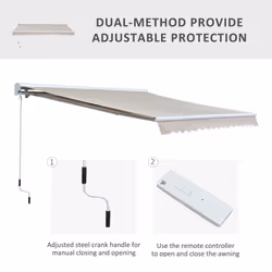 Outsunny Garden Door Awning Retractable Canopy Electric Patio Shelter 3.5M