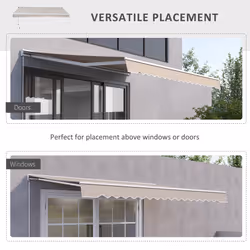 Outsunny Garden Door Awning Retractable Canopy Electric Patio Shelter 3M
