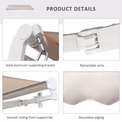 Outsunny Garden Door Awning Retractable Canopy Electric Patio Shelter 3M - Additional view 5