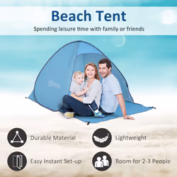 Outsunny 2-3 Person Pop up Tent Instant Camping Tent Sun Shade Shelter, Blue