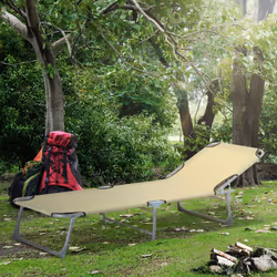 Outsunny Camping Cot Picnic Sun Lounger Portable Folding Chaise Chair Patio