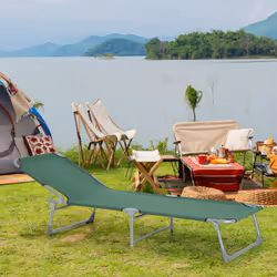 Outsunny Camping Cot Picnic Sun Lounger Portable Folding Chair Patio Green
