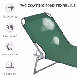Outsunny Camping Cot Picnic Sun Lounger Portable Folding Chair Patio Green