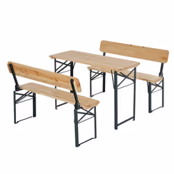 Outsunny 3PC Wooden Garden Picnic Set Patio Dining Table Bench Chair Party - Additional view 7