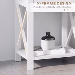 HOMCOM 55cm End Side Table w/ Drawer Shelf Home Storage Furniture White