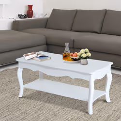 HOMCOM 2 Tier Wooden Coffee Tea Table End Table with Storage Shelf